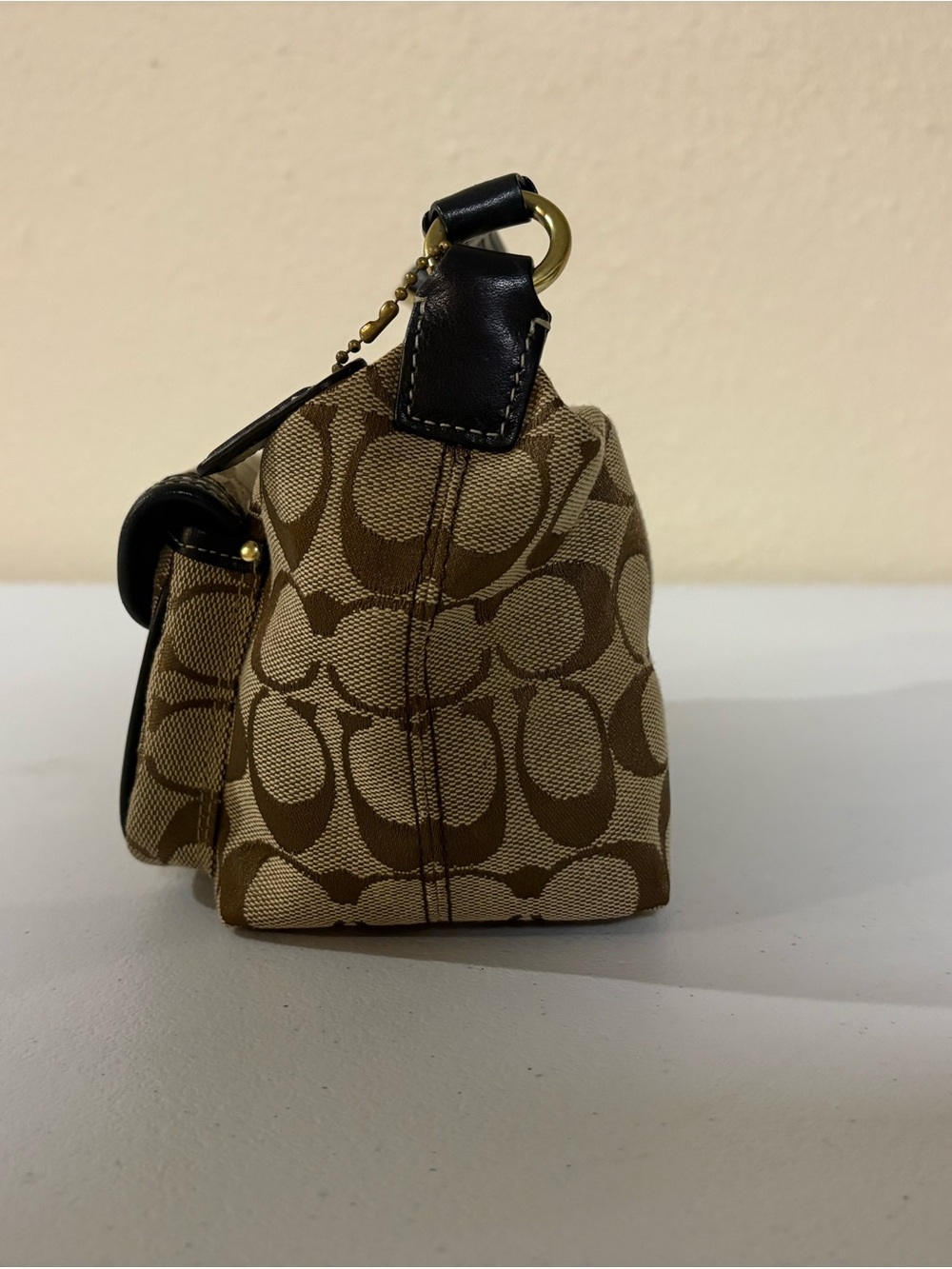 Coach 65th Ann Brown Signature Mini Bag with Black Trim F06K - 40224 EUC - Picture 7 of 13